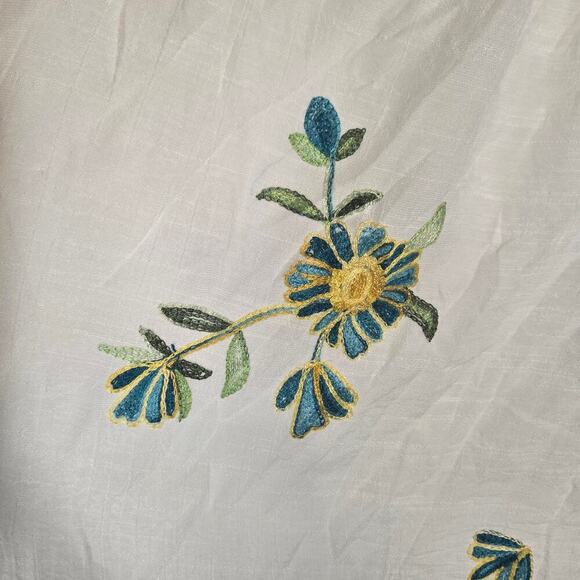 Anthropologie Fig and Flower Embroidered Boho Blouse 2X Summer Bell Sleeves Top - Picture 6 of 9